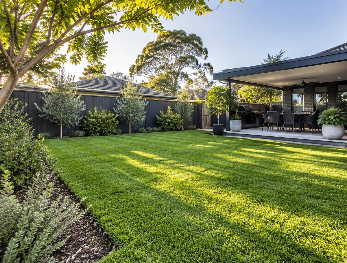 Tidy Australian backyard after residential yard maintenance